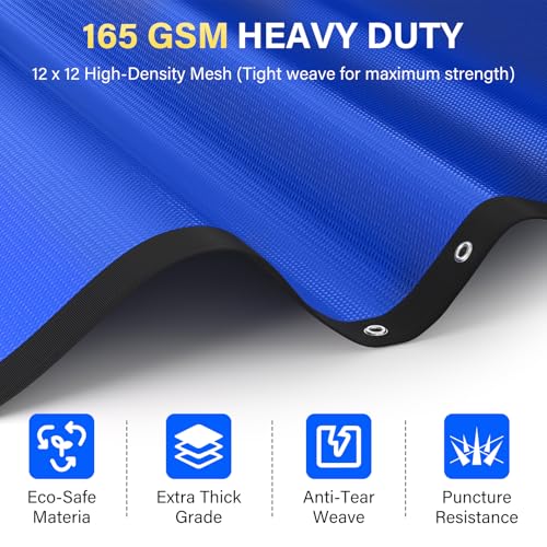 12FT Round Pool Liner Pad for Above Ground Pools, 165 GSM Thickened Puncture-Resistant Under Mat (13FT Actual), Heavy-Duty Underlayment with Metal Grommets - size: R12FT