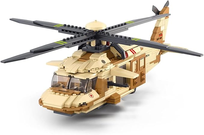 DAHONPA UH-60L Medium Utility Helicopter Black Hawk Military Army Airplane Building Bricks Set with 4 Figure, 439 Pieces Air-Force Build Blocks Toy, Gift for Kid and Adult.