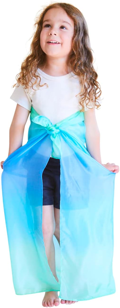 Sarah's Silks Enchanted Playsilk, 100% Silk Scarves for Kids and Toddlers, Sensory Toys | Bright Square Scarves, Montessori Waldorf Toys for Imaginative and Pretend Play - Sea