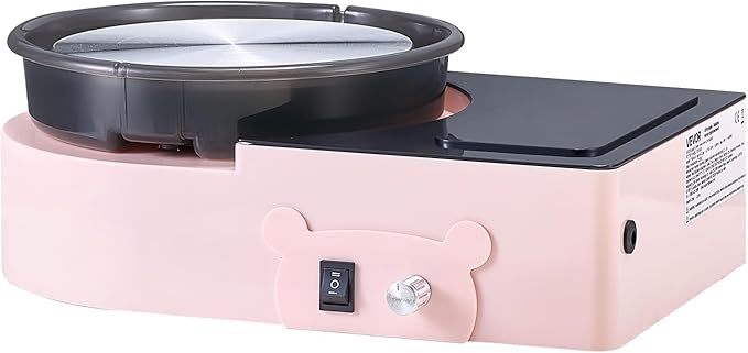VEVOR Mini Pottery Wheel for Kids and Beginners, 6” Turntable, Two-Way Rotation, Adjustable Speed, Complete Pottery Set with Clay Art Supplies Sculpting Tools, Craft Gifts for Kids Teens Adults, Pink
