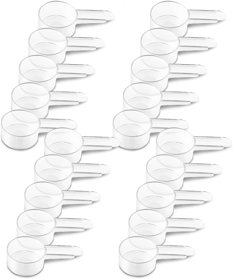 20 Pack Tablespoon Measuring Spoon Set with Short Handle Coffee Scoop - 1 Tablespoon (15 ML) Clear Plastic Scoops for Coffee, Loose Tea, Protein, Spices, Powders, and Other Dry Goods