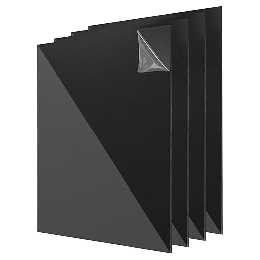 uxcell 4Pcs Acrylic Sheets 12x12 Inch Acrylic Panel 1/8 Inch-3mm Plastic Board for Picture Frames Sign Holders DIY Display Projects Craft, Clear Black