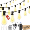 75FT Outdoor String Lights Waterproof with 50+4 Bulbs (1.5FT Bulbs Spacing), Remote & Dimmer, Commercial Patio String Lights with 3 Mode Light & Timing, 100PC Mounting Ties for Outside - size: 75FT With Remote
