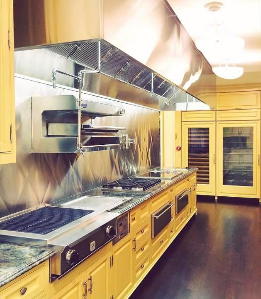 Commercial Kitchen Restaurant Duty Exhaust Hood, Wall Canopy Stainless Steel Exhaust Hood with Baffle Hood Filters, High Temperature Light Fixtures, and 16” Round Exhaust Riser (8" Long Hood)