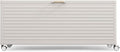 MIRADOR 281 Gallon Large Outdoor Metal Deck Box with Wheels, Storage Box with Lid for Patio Furniture, Garden Tools, Outdoor Cushion, Latte