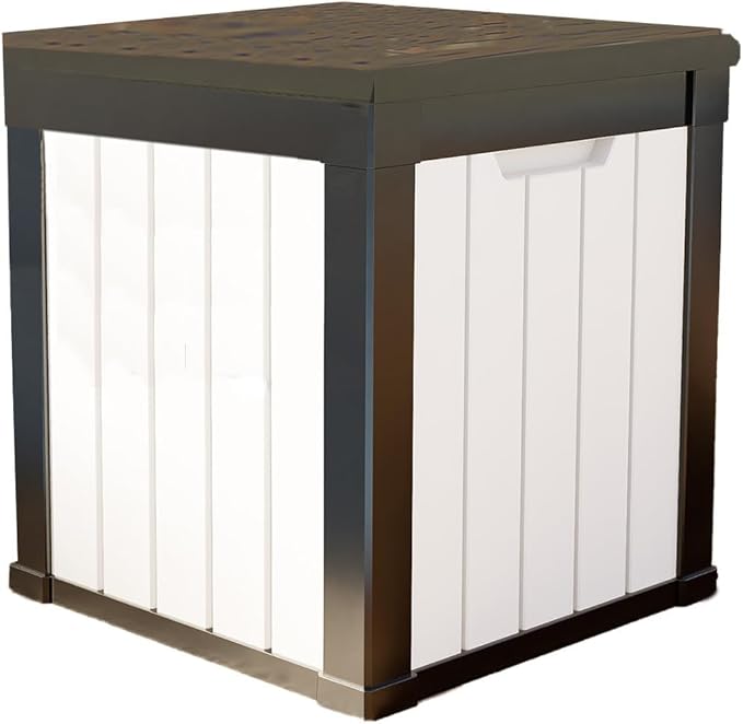 48 Gallon Outdoor Storage Box, Waterproof Resin Deck Box for Patio, Pool, and Garden, Lockable Bin for Cushions, Tools, and Accessories, UV-Resistant, White