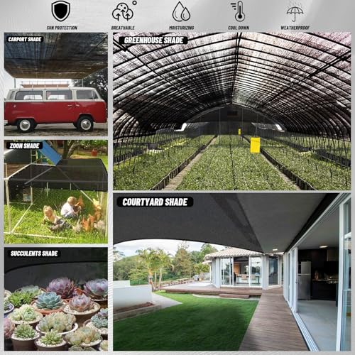 Cool Area 55% Sun Shade Cloth Mesh Tarp with Grommets for Plant Cover 8x8ft Patio Canopy Garden Pergola Greenhouse Car Barn Kennel Black - color: 55% Shade-Black, size: 8FTx8FT