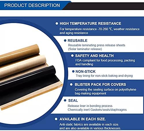 6pcs 16" x 20" PTFE Coated Sheet, Fiberglass Fabric, 5 Mil Heat Press Cover Reusable Sheets for Heat Transfer Print, Bulk Tool
