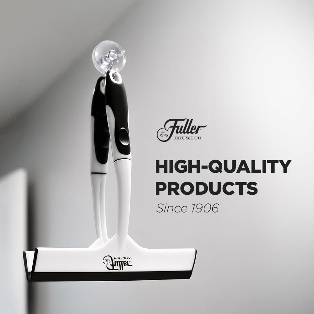 Fuller Brush Easy Grip Handheld Squeegee - for Shower Walls, Doors, Tub Surfaces, Windows, Mirrors & Vehicle Windshields - ThermoPlastic Rubber Blade - Comfort Grip Handle with Built-in Finger Groove