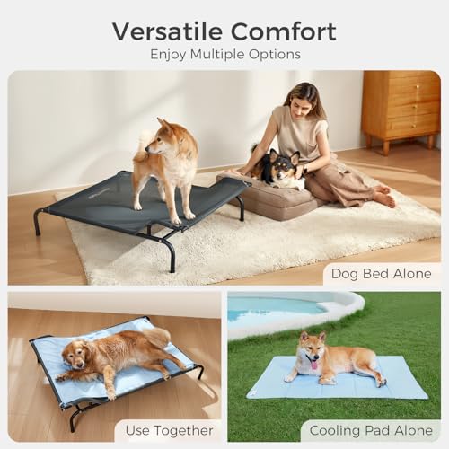 Sweetnight Elevated Dog Bed with Headrest for Large Dogs | Waterproof Raised Dog Cot for Outdoor - 51inch Heavy Duty Steel Frame Large Dog Bed &Easy Assembly，Supports 88-100lbs, XL - size: XL, style: Classic