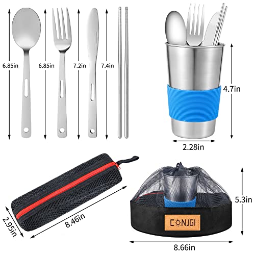 Outdoor Camping Mess Kit - 1 to 2 persons Camping Dishes Includes Cups, Bowls, Dishes, Knives, Forks, Spoons, Etc, Camping Dinnerware Set with Mesh Bag is Easy to Carry Camping Tableware Set - color: 1 person set black