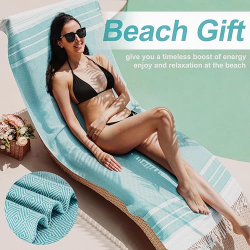 Genovega 6 Oversized Turkish Beach Bath Towel Set Bulk 74"x38" Extra Large Sand Free Quick Dry Swimming Camping Pool Clearance Towels Blanket Essentials Adult Multi LightBlue Rhombus - color: Multi Lightblue Set