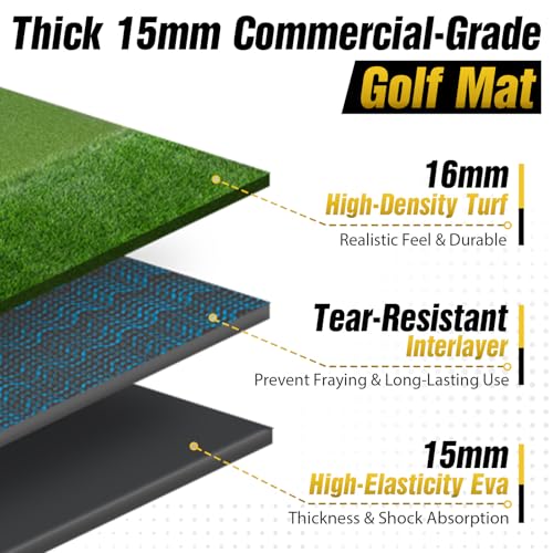 Dual-Turf Golf Mat 31mm: 6x4ft/5X5ft Extra Large Golf Hitting Mats Practice Outdoor Indoor, High-Density Artificial Turf Matt for Garage Simulator Chipping Driving Training, Ideal Gifts for Men Dad - style: 5'X5' XX-Large-31mm
