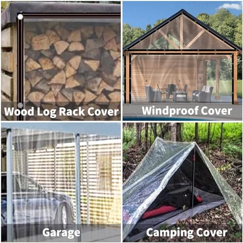 Waterproof Cover Clear Tarps 6x8 FT, Clear Tarp for Deck Porch Patio Canopy Outdoor Camping Ground Garden Furniture Cars Covers, PVC Heavy Duty Tarpaulin, with 10 Marbles Bundle and 1 Rolls Ropes - size: 6x8 FT