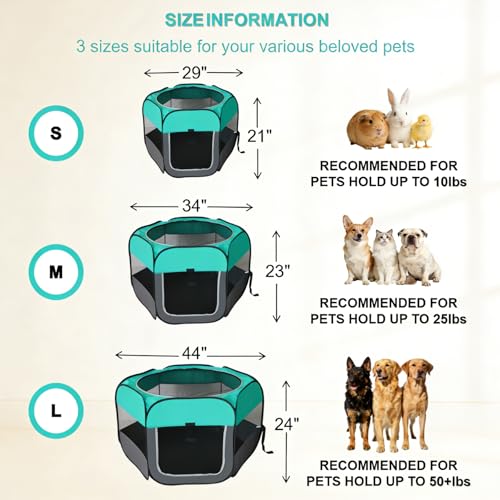 Dog Cat Playpen, Pet Playpen Indoor for Dog Crate Tent Cage Outdoor Foldable Dog Enclosure, Green Medium - style: Medium(34"L x 34"W x 23"H)