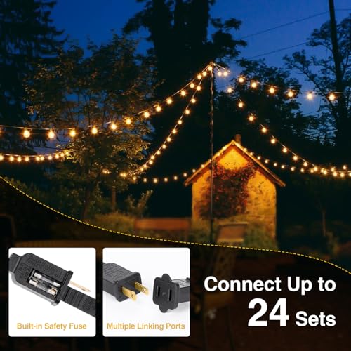 ZJOJO LED Outdoor String Lights,100FT Outdoor Lights for Patio with 32 Shatterproof Bulbs, 2700K Dimmable Waterproof Globe LED Patio Light Lights for Outside Christmas Backyard Bistro Porch Garden - size: 100FT-30