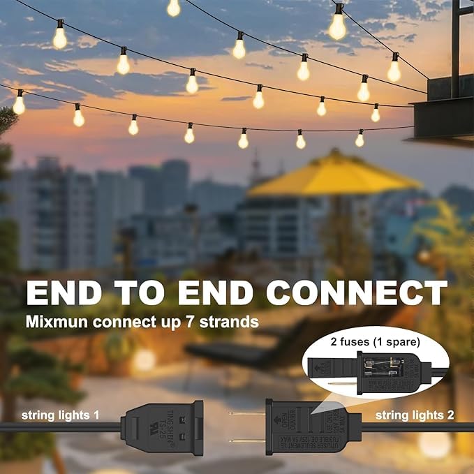 75FT Outdoor String Lights Waterproof with 50+4 Bulbs (1.5FT Bulbs Spacing), Remote & Dimmer, Commercial Patio String Lights with 3 Mode Light & Timing, 100PC Mounting Ties for Outside - size: 75FT With Remote