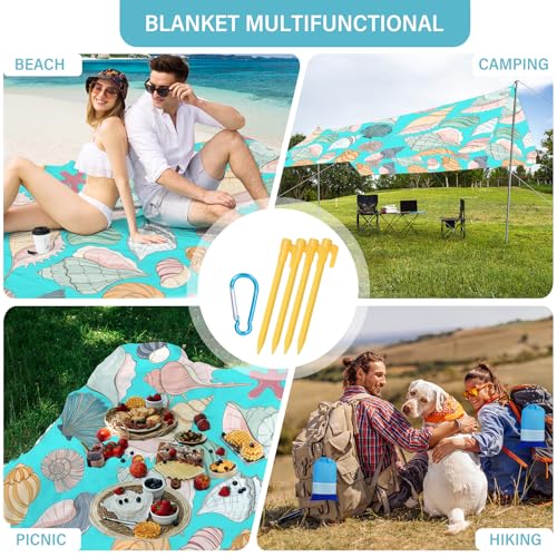 Beach Blanket 78''×81'' Suits 1-5 Adults Waterproof Sandproof Lightweight Oversized Large Picnic Mat Blanket for Beach Travel Camping Picnic Hiking - color: Conch, size: 6'9" x 6'6"