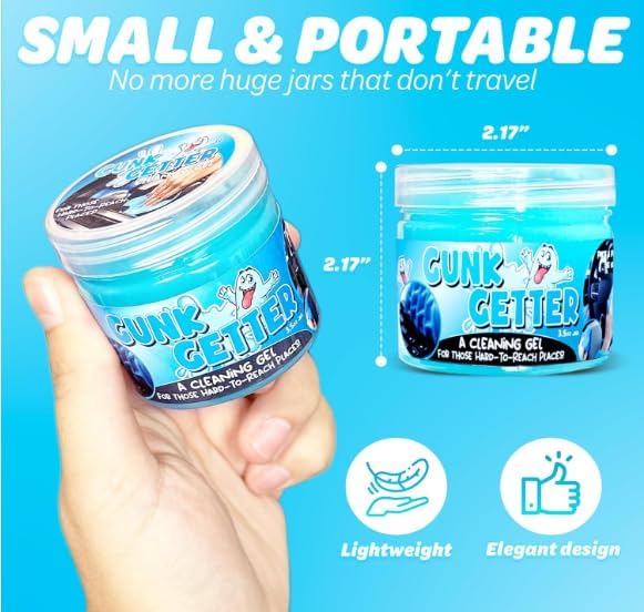 Gunk Getter, 6 Pack, Cleaning Gel for Those Hard to Reach Places, Automotive Cup Holder Electronic Keyboard Office, Slime Gel Cleaner Dust Crumb Removal