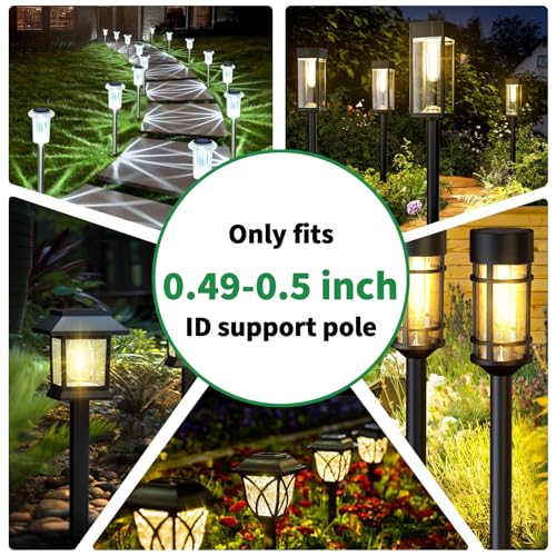 8 Pcs Solar Light Stakes Replacement (Fit for Inner Diameter 0.49-0.5inch),Reinforced Ground Spikes,ABS Plastic Lights Stakes, Ideal for Solar Pathway Lights Garden Torch Lights,Christmas Lights - size: 0.49-0.5 inch