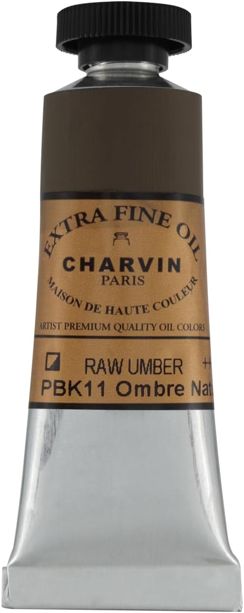 Charvin Extra Fine Oil Paint, Raw Umber 20 ml - Triple-Milled, Rich Texture, Poppy Oil-Based, Light-Fast, Handmade, Archival Quality