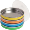 Elk and Friends 7.8” Stainless Steel Non Divided Plates with Silicone Sleeve + Storage Lid | Baby, Toddler, Kids | Dishwasher Safe | Dinner & Snack Plates | 4 Pack