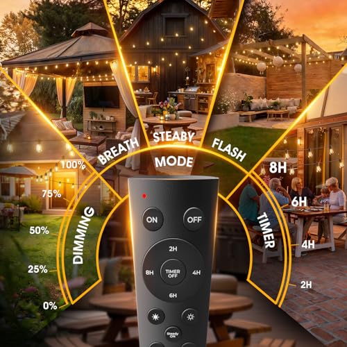 addlon 100FT LED Outdoor String Lights with Edison Shatterproof Bulbs, Heavy-Duty and Weatherproof Strand, Commercial Grade Patio Lights, Decorative for Garden or Patio, Black - size: 100FT
