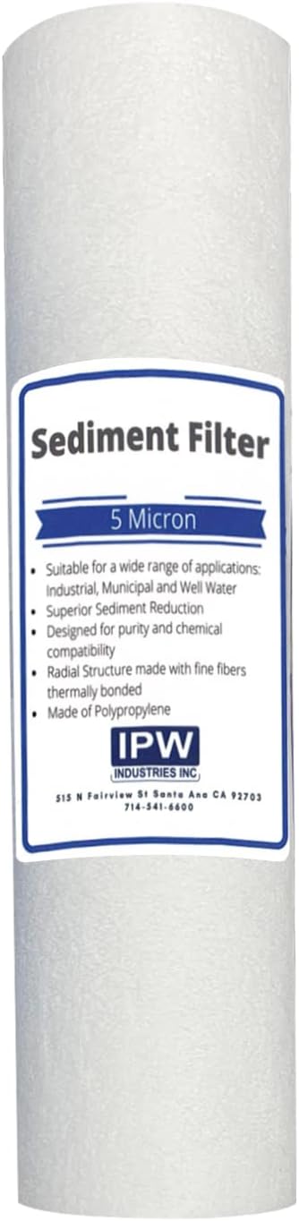 Pack of 5 Compatible Replacment filter set for GE GXWH04F GXWH20F GXWH20S GXRM10 GX1S01R Compatible Filters, 5 Micron Water Filter Cartridges by IPW Industries Inc.