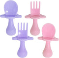 Grabease Baby Spoons Baby Led Weaning Supplies Toddler Forks Feeding, BPA-Free & Phthalate-Free for & Toddler, 2 Sets, Blush and Lavender