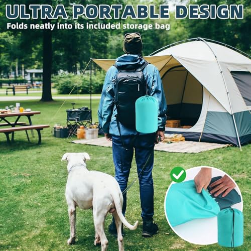 PUPTECK Reversible Outdoor Travel Dog Bed Waterproof, Camping Essentials with Carry Bag, Portable & Foldable Pet Pad Crate Kennel Mat for Large Medium Small Dogs, Travel Accessories, 43”x26” Blue