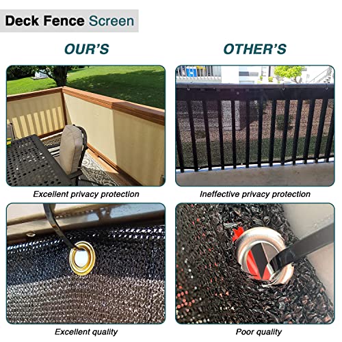 ECOOPTS 3'x50' Balcony Privacy Fence Screen with Zip Ties, Outdoor UV Protection Fence Cover for Balcony Porch Patio Deck Yard (Brown)