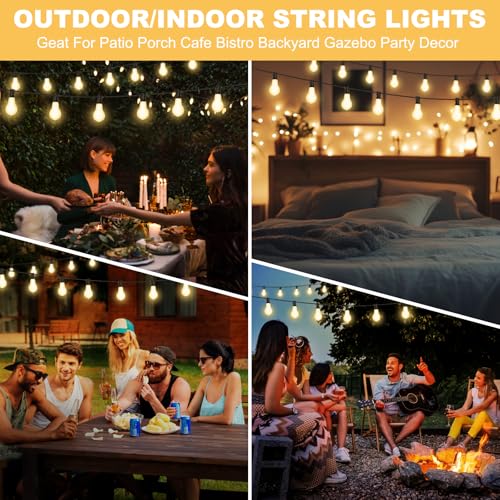75FT Outdoor String Lights Waterproof with 50+4 Bulbs (1.5FT Bulbs Spacing), Remote & Dimmer, Commercial Patio String Lights with 3 Mode Light & Timing, 100PC Mounting Ties for Outside - size: 75FT With Remote