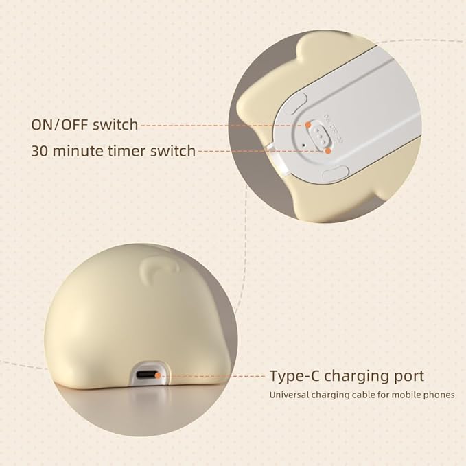 Cute Puppy Night Light for Baby Kids - Rechargeable Touch Control Night Light with 3 Brightness, Warm Light, Timer & Soft Silicone - Nursery Bedroom