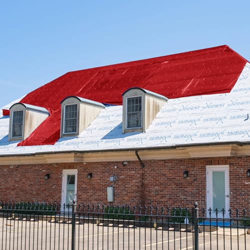 20x20 Extra Heavy Duty RED Tarp 3 Ply Reinforced Canopy 6 oz 12 Mil Canopy Tarp (Finished Size 19'.6 x 19'.6) - size: 20x20