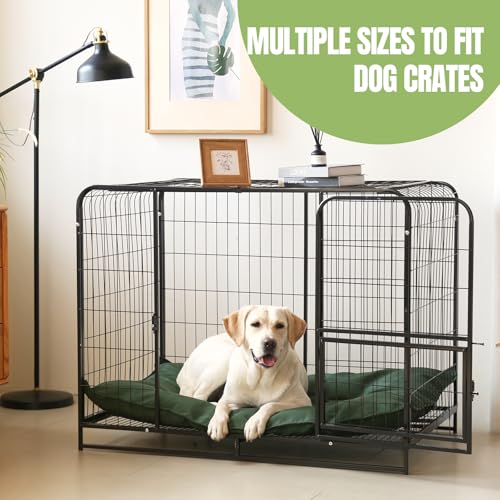 Chew Proof Indestructible Dog Bed for Aggressive Chewers, Durable & Waterproof Crate Pad, Machine Washable Tough Kennel Bed for Large Dogs, Indoor Outdoor Pet Bed, X-Large (28"x47", Green) - size: X-Large (28"x47")