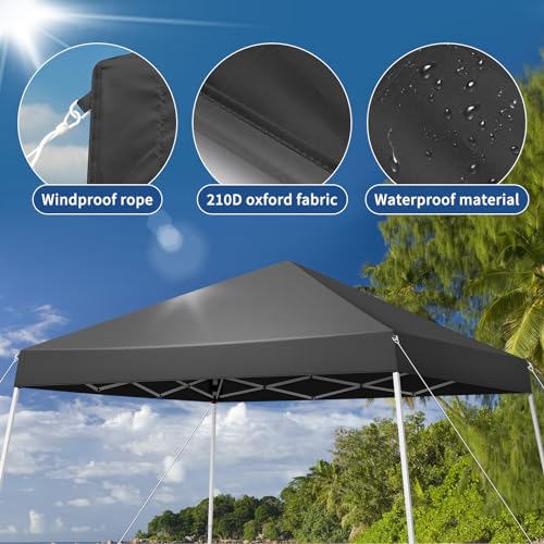 Outvita Canopy 6x6' Pop Up Commercial Instant Gazebo Tent, Waterproof & UV Protection Canopy Tent with Slant Legs for Party Wedding Birthday BBQ Events - style: 6x6-gray