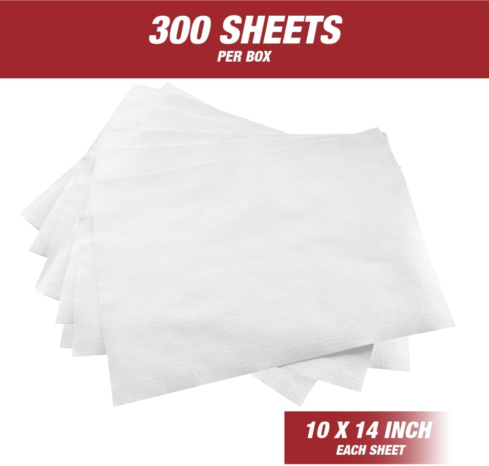 26029 Prep Wipe WHITE Lint Free Cleaning Towels Pack of 300 Sheets, 10" x 14" (1 Box) - Multi-purpose, Reusable, Perforated, Industrial Grade Perforated Sheets- 26029