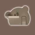 Cute Bear Wall Mirror, Wall Mounted Multifunction Bathroom Vanity Mirror with LED Lights and Demister Pad, 3-Color Dimmable LED Light, Decorative Mirror(A,70x86cm)
