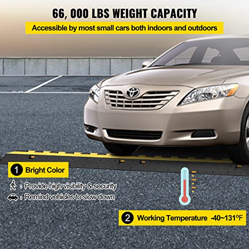 VEVOR 5 Pack Rubber Cable Protector Ramp 2 Channel Heavy Duty 66,000 lbs Load Capacity Cable Wire Cord Cover Ramp Speed Bump Driveway Hose Cable Ramp Protective Cover (2-Channel, 5 Pack-66,000 lbs) - style: 5 Pcs