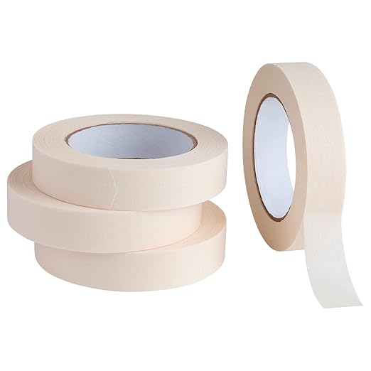 Lichamp Masking Tape 1 inch, 4 Pack General Purpose Beige White Masking Tape, 1 inch x 55 Yards x 4 Rolls (220 Total Yards)