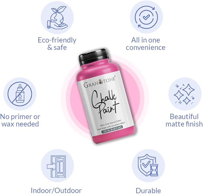 GRANOTONE Chalk Paint for Furniture, Home Decor, Crafts | Eco-Friendly | All In One Paint | No Wax Needed | Versatile DIY Solution | 120 ML (TIFF BLUE)