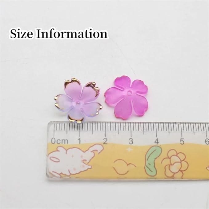 100pcs Acrylic Flower Beads, 19mm Cherry Blossom Plastic Gradient Flower Spacer Beads for DIY Crafts Bracelet Necklace Earrings Jewelry Making(Yellow)