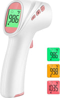 Forehead Thermometer for Adults, Kids & Babies, No-Touch Digital Thermometer with LCD Backlight Display, FSA HSA Eligible, Fever Alarm and 1s Instant Reading - Pink