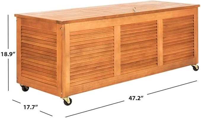 SAFAVIEH PAT7038A Outdoor Collection Elina Teak 47.2" Cushion Deck Box