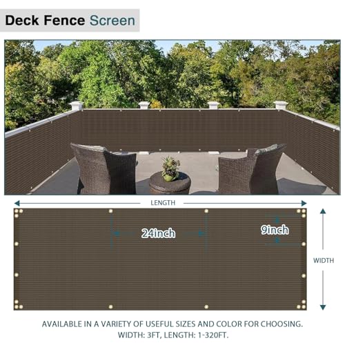 ECOOPTS 3'x50' Balcony Privacy Fence Screen with Zip Ties, Outdoor UV Protection Fence Cover for Balcony Porch Patio Deck Yard (Brown)