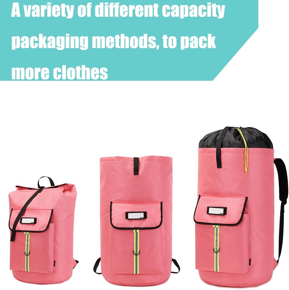 laundry bag backpack,extra-large heavy duty laundry bags,laundry backpack for college students,drawstring closure (bright red Laundry Backpack)