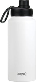 DRINCO Stainless Steel Water Bottle Spout Lid Vacuum Insulated Double Wall Water Bottle Wide Mouth (40oz 32oz 22oz 18oz 14oz) Leak Proof Keeps Cold or Hot (32 oz, 32oz Artic White)