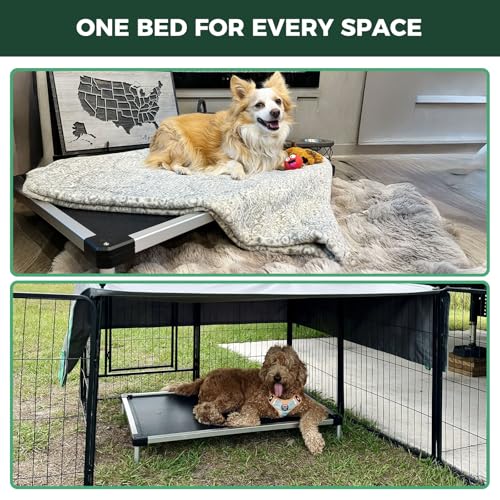 FXW TitanNest Chew-Proof Elevated Dog Bed, Raised Cot for Indoor/Outdoor/Camping Use, Durable & Waterproof Cooling Pet Bed for Toy Dogs, 24.0" L x 20.0" W x 4.1" H, Black - size: Xxs-toy Dog (24.0"l X 20.0"w X 4.1"h)