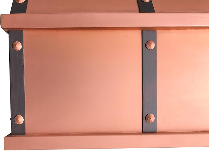 CT Copper Tailor Sloped Copper Vent Hood Island Mount,54'' W,39''H,1260 CFM Exhaust Fan,Stainless Steel Vent,LED Light,Dishwasher-Safe Baffle Filters,VH8TR1