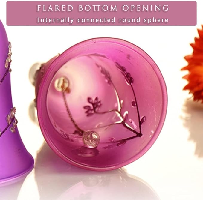 Handbell Set for Church Ornate and Elegant Leaf-Shaped Trim Handheld Bell, Home Kitchen Dinner Call Dinner Bell, Crisp Glass Collision Sound (Color : Purple, Size : 5.9 * 3 inches)